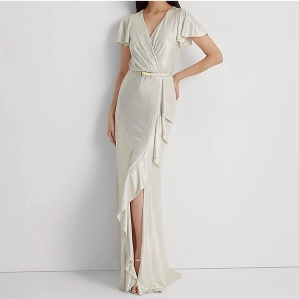 ❌SOLD ❌Ralph Lauren Gold Shimmer Maxi Dress | Size S - Picture 8 of 14